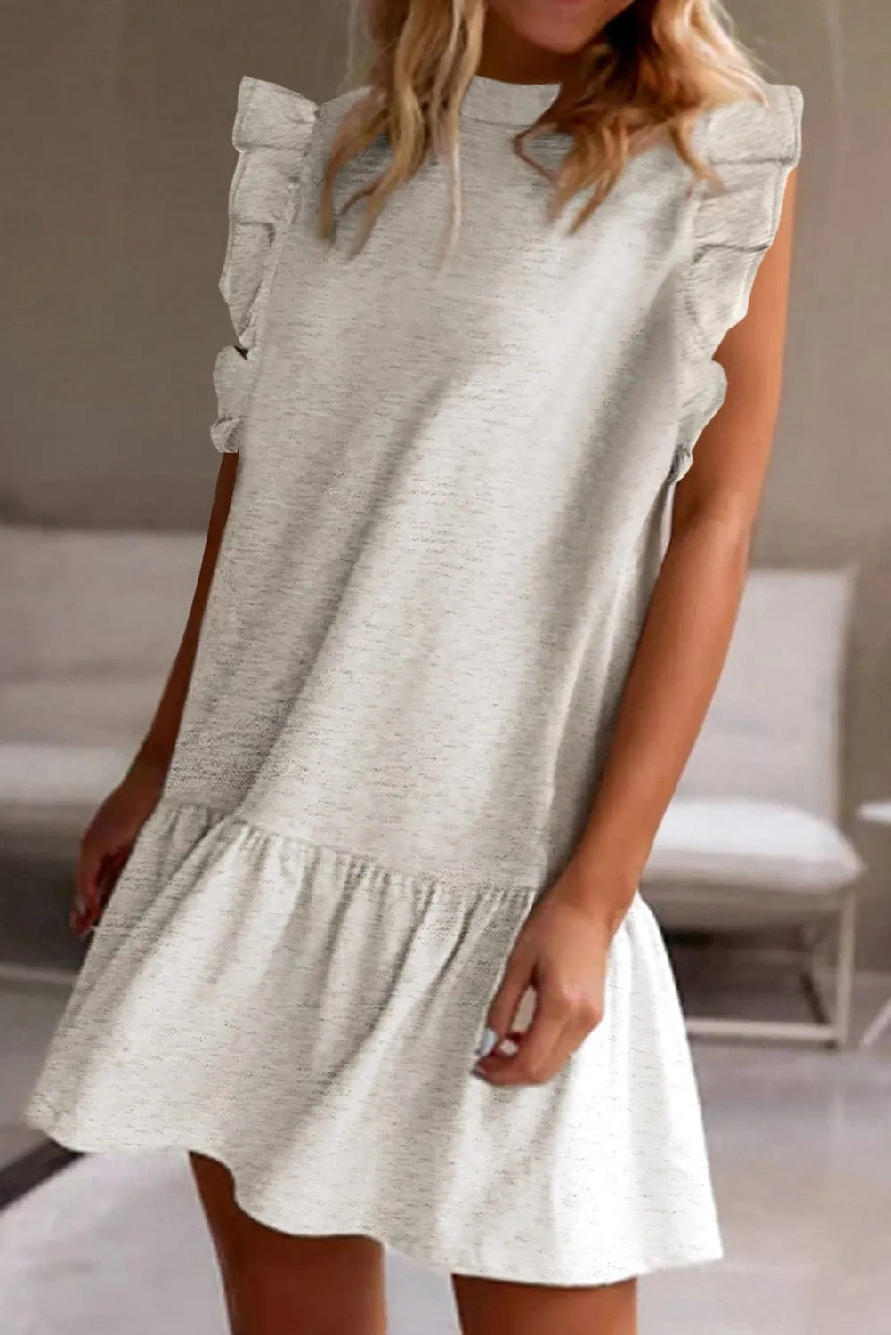A-Line Ruffle Dress in Grey