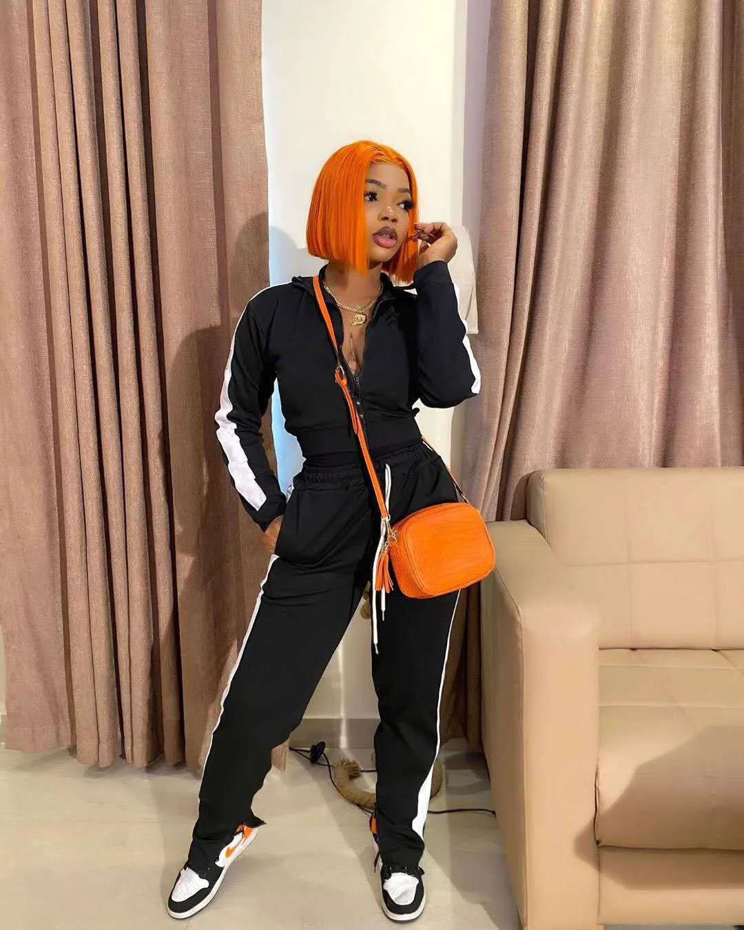 Casual stitching split sports suit（AY1307）