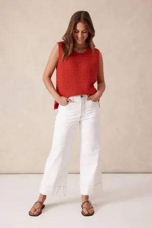 Ceres Life Wide Leg Crop Jean - fresh ecru