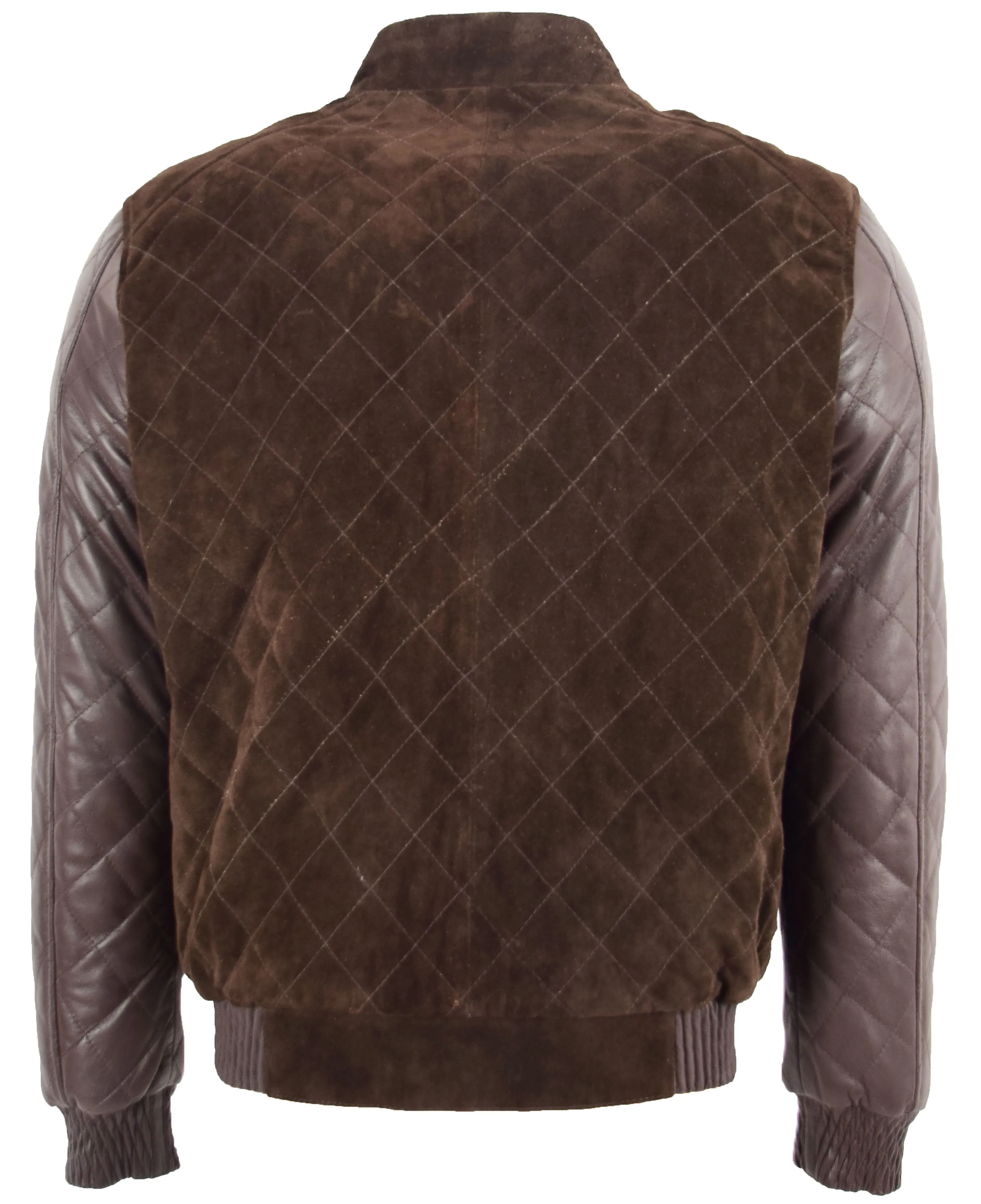 Men's Unique Suede and Leather Bomber Varsity Jacket Brown Magnus