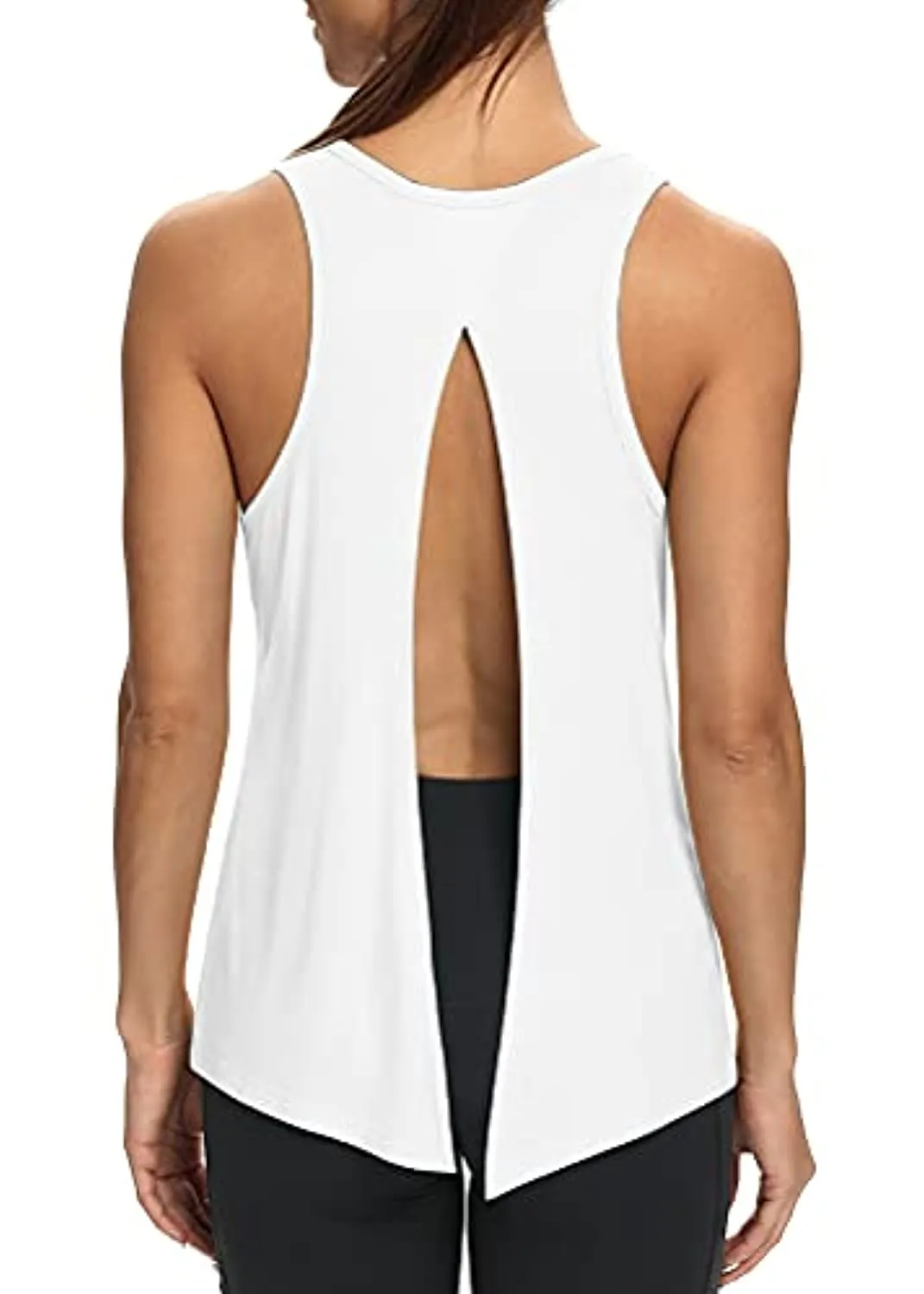 Mippo Womens Open Back Workout Yoga Shirts Sleeveless/Short Sleeve Tie Back Tops